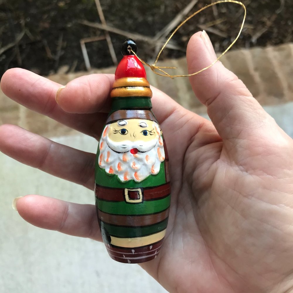 Santa Ornament Christmas Wooden Church Nest New